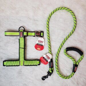 🐶 KONG Medium Adjustable Reflective Braided Strap Dog Harness & 4 ft Rope Leash